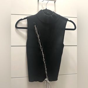 NWTGS Black Tank Top With Laced Silver Chain
